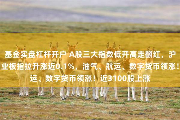基金实盘杠杆开户 A股三大指数低开高走翻红，沪指拉升翻红，创业板指拉升涨近0.1%，油气、航运、数字货币领涨！近3100股上涨