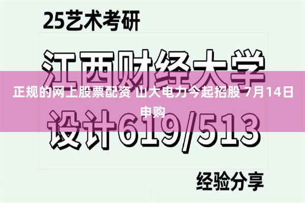 正规的网上股票配资 山大电力今起招股 7月14日申购