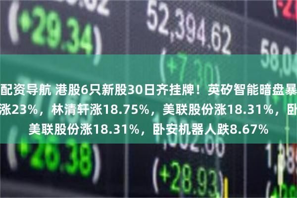 配资导航 港股6只新股30日齐挂牌！英矽智能暗盘暴涨53%，五一视界涨23%，林清轩涨18.75%，美联股份涨18.31%，卧安机器人跌8.67%